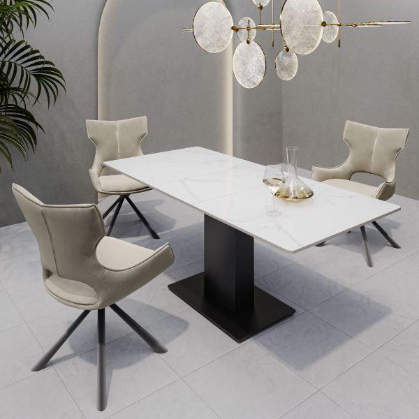 Pavico Gloss Ceramic Extending Dining Table Set