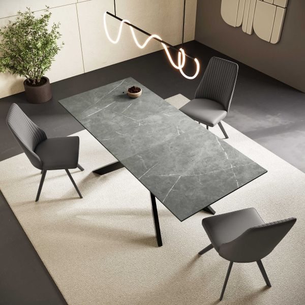Bellagio ceramic extending dining table-Grey