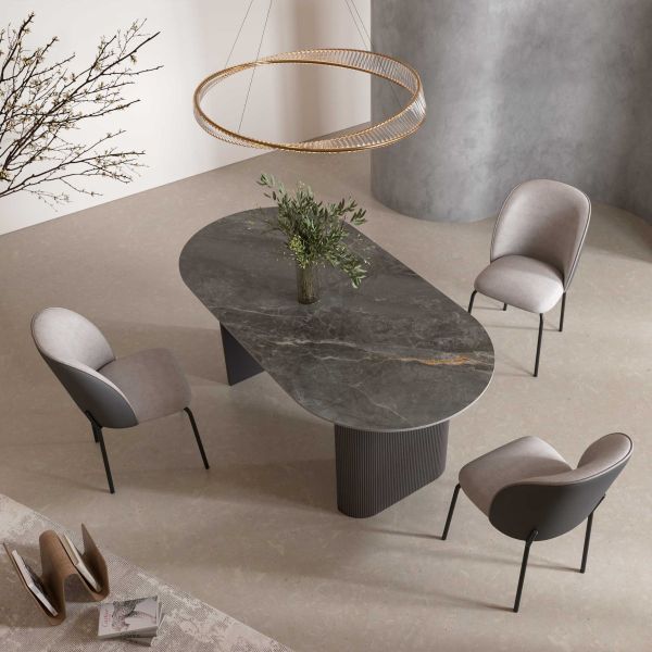 Regalia Oval Gloss Ceramic Dining Table Set