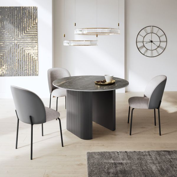 Regalia Round Gloss Ceramic Dining Table Set