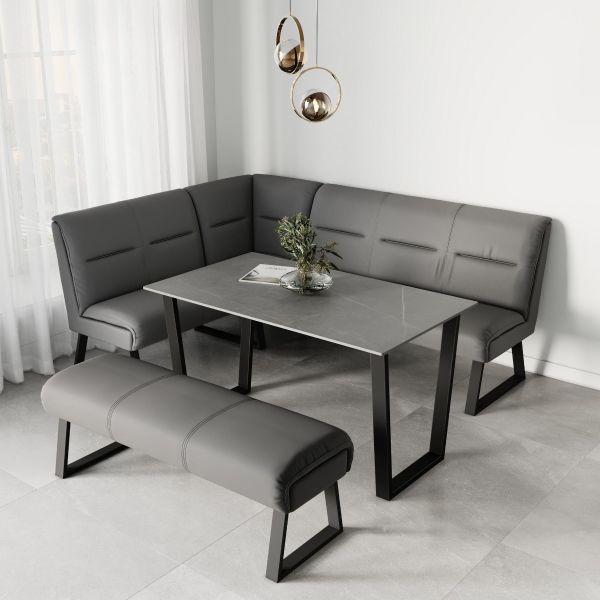 Cerella Matte Ceramic Dining Table in Grey or White Set