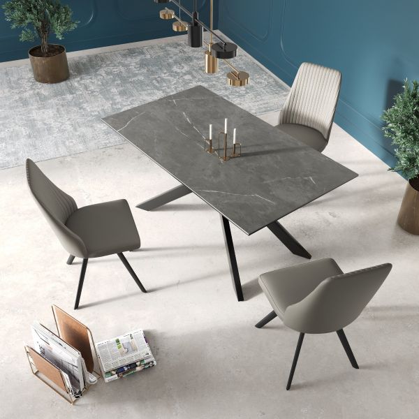 Bellagio ceramic extending dining table-Grey
