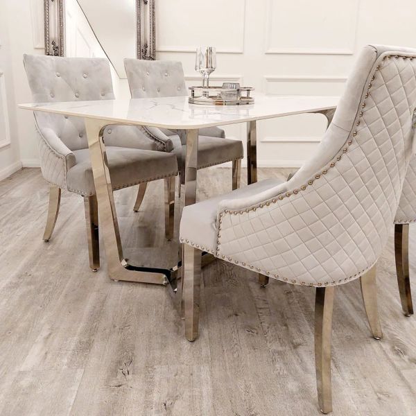 Dynasty 1.6 Chrome Dining Table with Polar White Sintered Stone Top