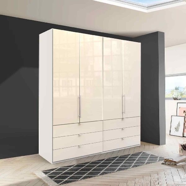 Wiemann loft white with magnolia glass 4 door warrobe