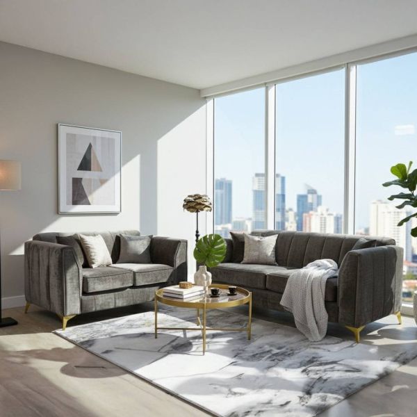 Downtown Fabric Sofa Set