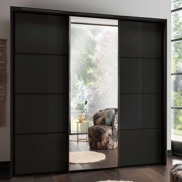 Wiemann Miami plus Graphite glass with mirror sliding door wardrobe