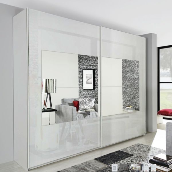Rauch Miramar Silk Grey Glass and Mirror Sliding Door Wardrobe 
Large Sliding Door Wardrobe 
1.81M Sliding door wardrobe
181cm sliding door wardrobe 
ceiling high white wardrobe