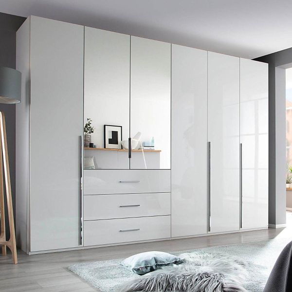 Rauch Montclar 6 Door Hinged Combi High Gloss White Wardrobe with Premium Interior