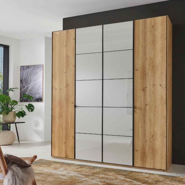 Wiemann 4 Door bianco oak with champagne glass wardrobe