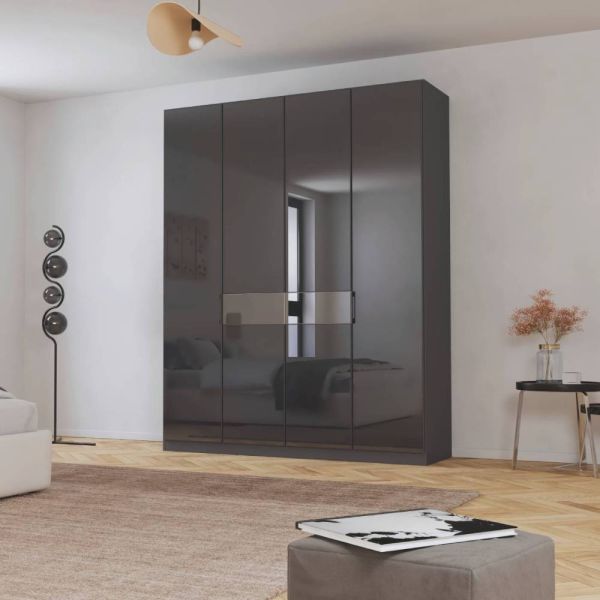 Rauch Versity 4 Door Glass Hinged Wardrobe