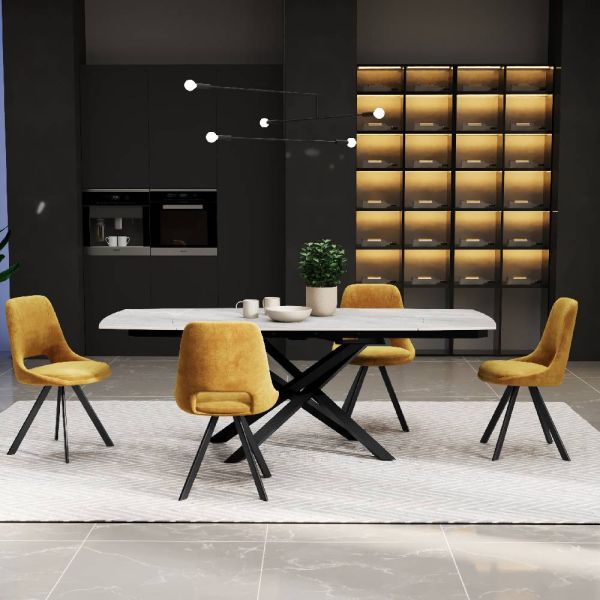 Ezra Ceramic Argento Grey 120/180cm Extending Dining Table Set