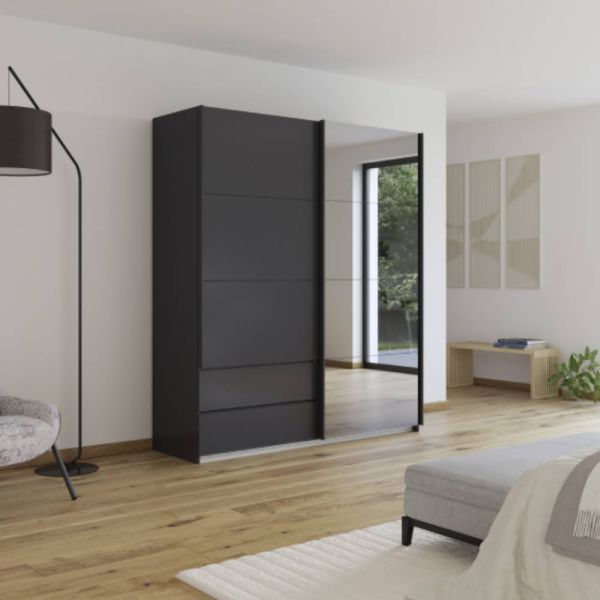 Rauch Elara Metallic Grey 2 door Sliding Wardrobe