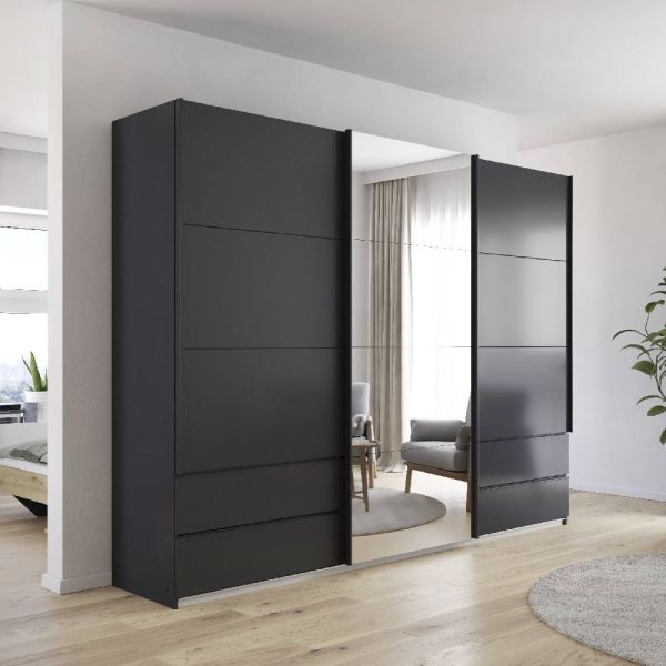 Rauch Elara Metallic Grey 3 door Sliding Wardrobe