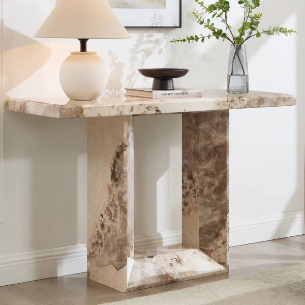 Artemis Marble Console Table Mottled Mocha