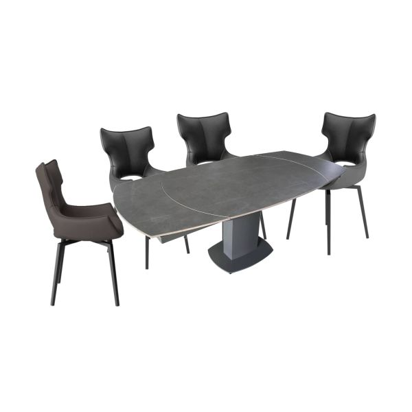 Oscar Matte Ceramic Swivel Dining Table Set 