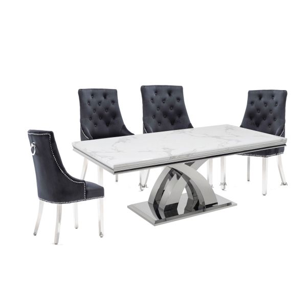 Ottavia dining table
Marble dining table
white marble dining table
Knightsbridge chairs