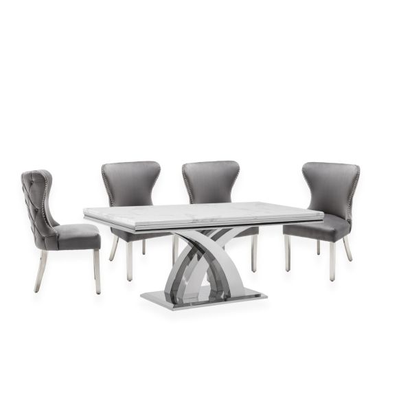 Ottavia White Marble Top Dining Table Set 
Ottavia Marble dining Table with Florence button-back dining chairs
Ottavia dining table
Marble dining table
white marble dining table
Florance Chairs