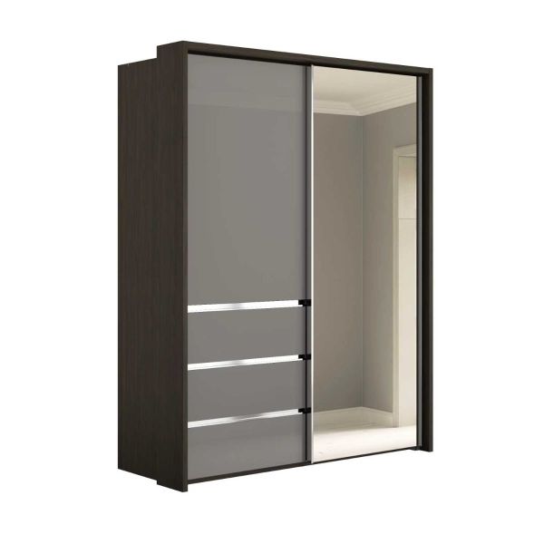 Wiemann Pacific 175cm 2 Door Sliding Wardrobe with 3 Drawers and Mirror Door