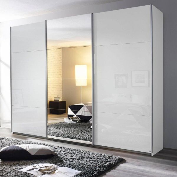 Rauch kulmbach white glass 3 sliding door wardrobe