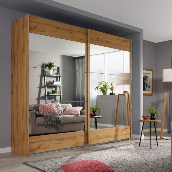 Rauch malibu artisan oak 2 door sliding wardrobe with mirror