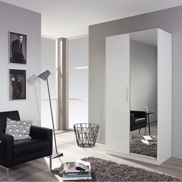 Rauch Stuttgart White 2 Hinged Door Wardrobe With Mirror