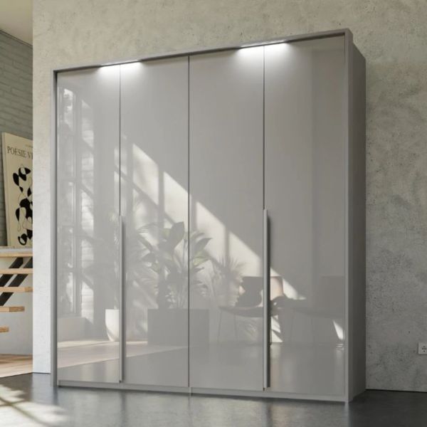 Rauch purisma 4 door hinged wardrobe with glass front
