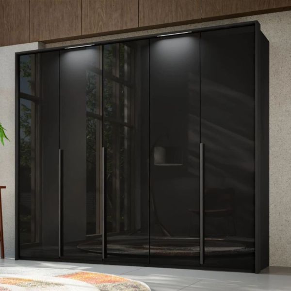 Rauch purisma 5 door hinged wardrobe with glass front