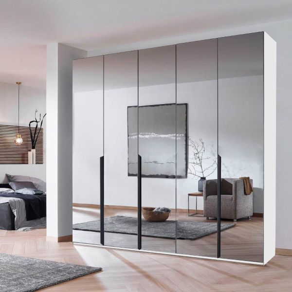 Rauch Epsilon 5 Door Hinged Full Mirror Front Wardrobe Width 226CM Carcase Alpine White