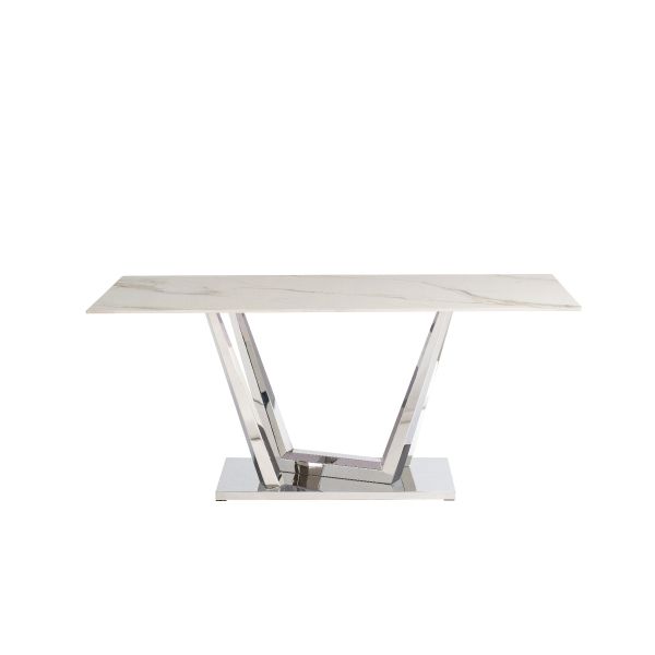 Remi Kass Gold Stone Top Dining Table 
White ceramic dining table
Modern stone top dining table
