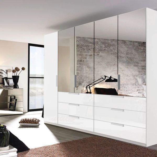 Rauch Miramar 5-Door Hinged Combi Wardrobe 
5 Door White Wardrobe 
250CM Hinged Door Wardrobe 
2.5M Luxury Hinged Door Wardrobe
Hinged wardrobe Tate 4 with 5 doors 251cm [Glass Crystal White]