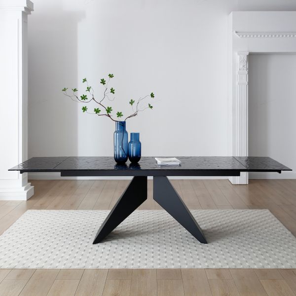 Silux Carbon Glass Extending Dining Table
