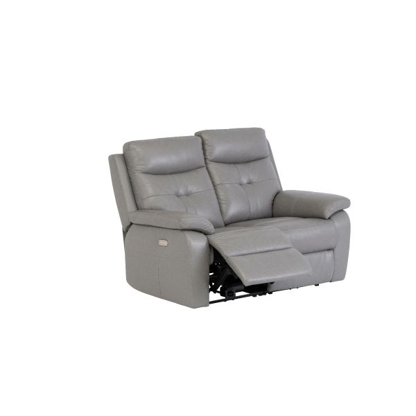 Chicago 2 Seater Grey Leather Power Recliner Sofa
