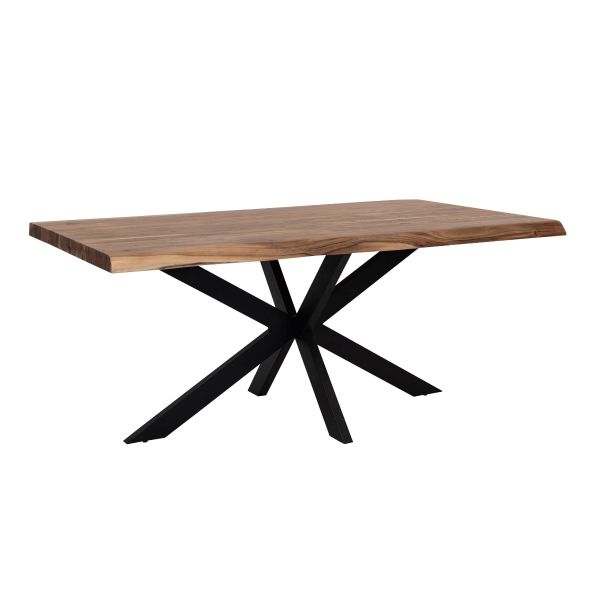 Live Edge Solid Wooden Dining Table With Black Base