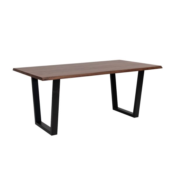 Live Edge Solid Wooden Dining Table With Black Base