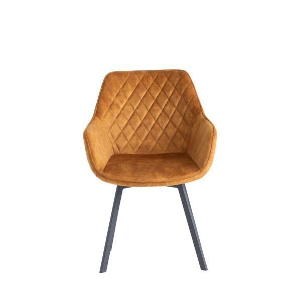 2 x Viola Swivel Dining Chair - Antique Gold Velvet