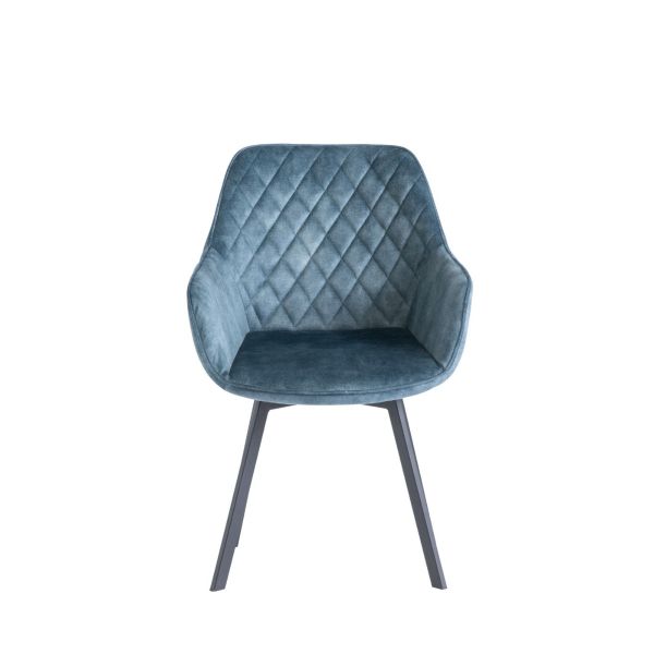 2 x Viola Swivel Dining Chair - Teal Velvet