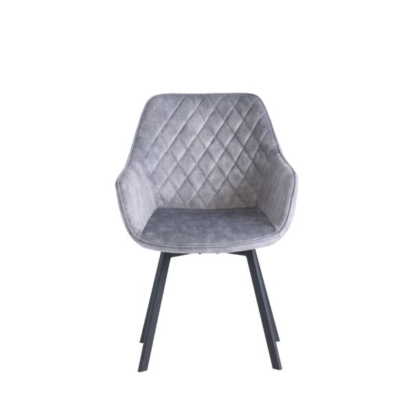 2 x Viola Swivel Dining Chair - Silver Velvet