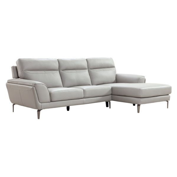 Benita Cool Light grey leather Corner Suite