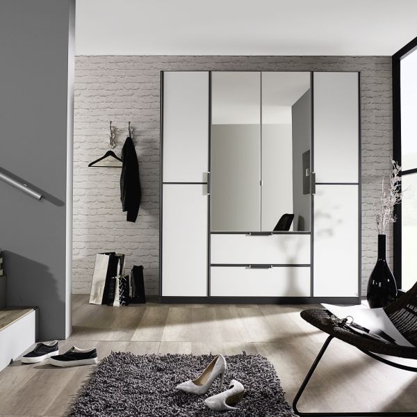 Rauch Essensa White Glass Front Combi Hinged Door Wardrobe
4 Door White Glass and Mirror Front Hinged Door Wardrobe 
4 Door Wardrobe with drawers in the middle 
136CM Hinged Door wardrobe 
181CM Hinged Door Wardrobe
226CM Hinged Door Wardrobe
271CM 