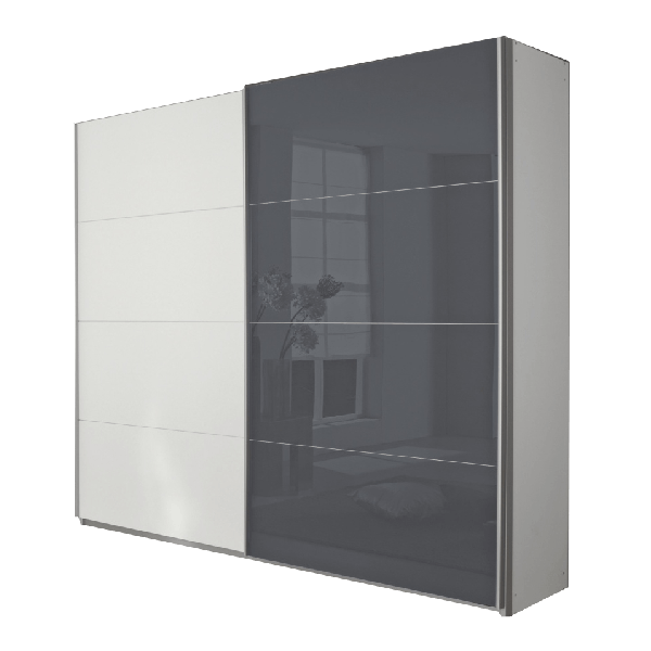 Rauch quadra sliding door wardrobe
Slik Grey Glass and White front Quadra sliding door robe 
136cm Sliding door wardrobe
181cm Sliding door wardrobe
226cm Sliding door wardrobe
271cm Sliding door wardrobe