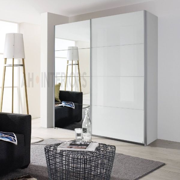 Rauch Stuttgart Sliding Wardrobe Alpine White/High Polish White 181x197