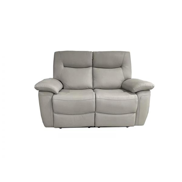 Lucie 2 Seater Pearl Grey Leather Power Recliner Sofa