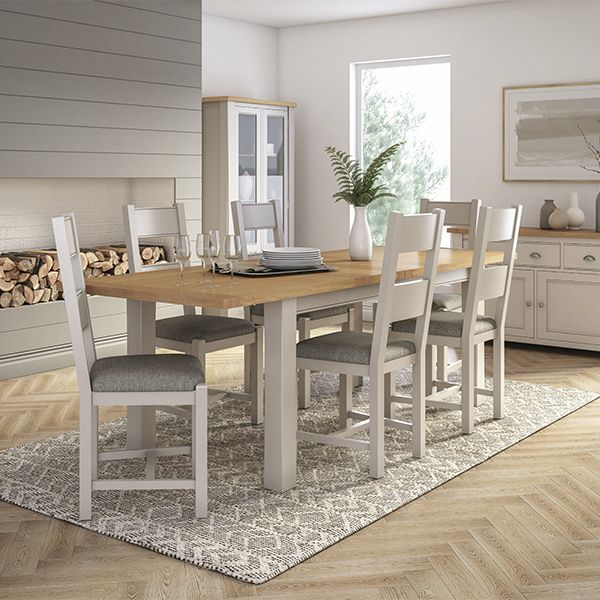Amberly 1.8m (+6m) Extending Dining Table with Amberly Dining Chair - Grey
