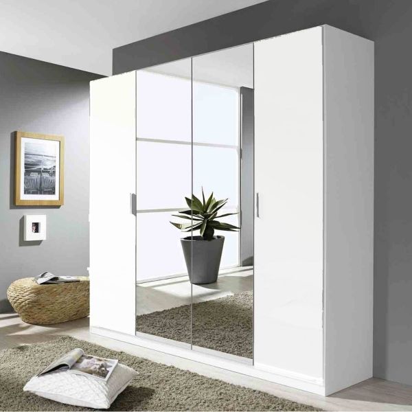 Rauch Stuttgart High Gloss White 4 Door Hinged Wardrobe with Premium Interior