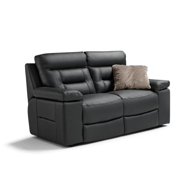 Osbourne Italian Grey Full Natural Grain Thick Leather 2 Seater Sofa