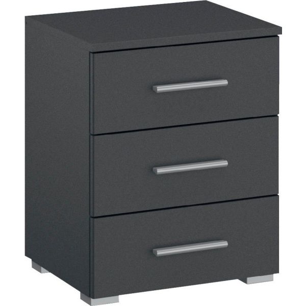 Rauch Base 3 Drawer Metallic Grey Bedside Cabinet
3 Drawer Bedside table 
Black 3 drawer bedside table 
Rauch Base 3 Drawer bedside