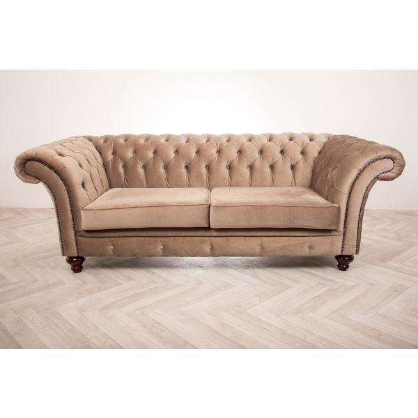 Woodstock Chesterfield Grey Velour Fabric Sofa | Chesterfield Sofas - Made to Order Sofas