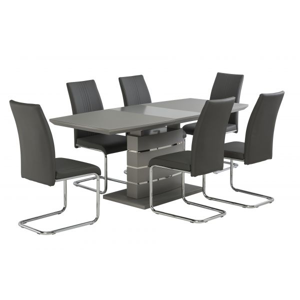 Argenta Grey Hing Gloss Extending Dining Table Set 