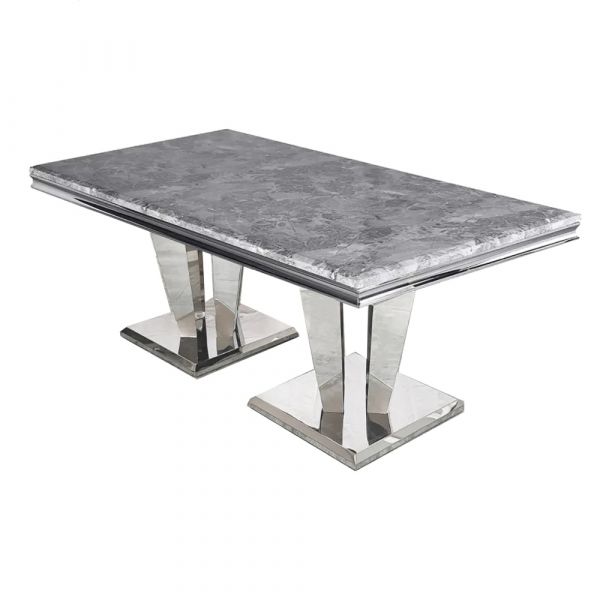 Sorrento 1.8m Polished Steel & Grey Marble Top Dining Table
Arturo Dining Table 
Grey Glass Modern Dining Table
Tempered Glass Dining Table
Arturo 1.8M Marble Dining Table 