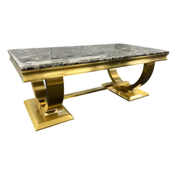 Arianna Black Marble Top Coffee Table with Gold Base